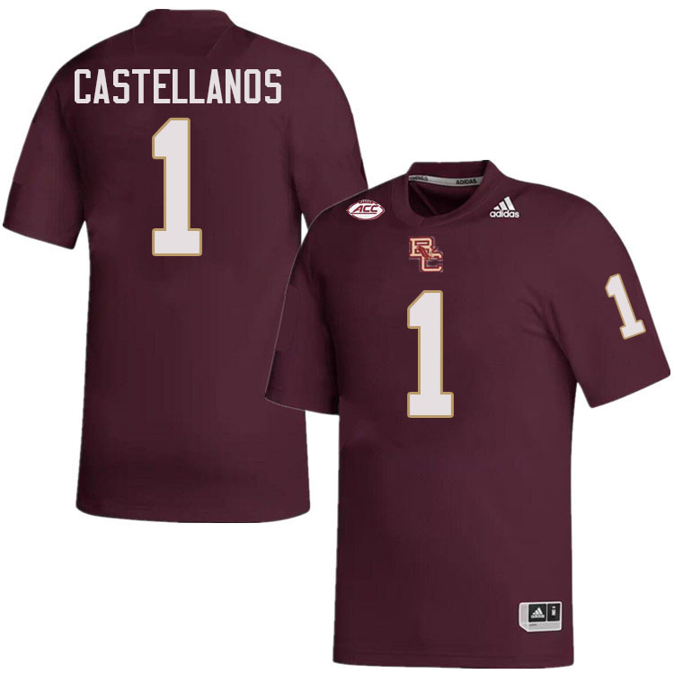 Thomas Castellanos Jersey,#1 Thomas Castellanos Boston College Eagles Football Jersey,Uniforms-Maroo